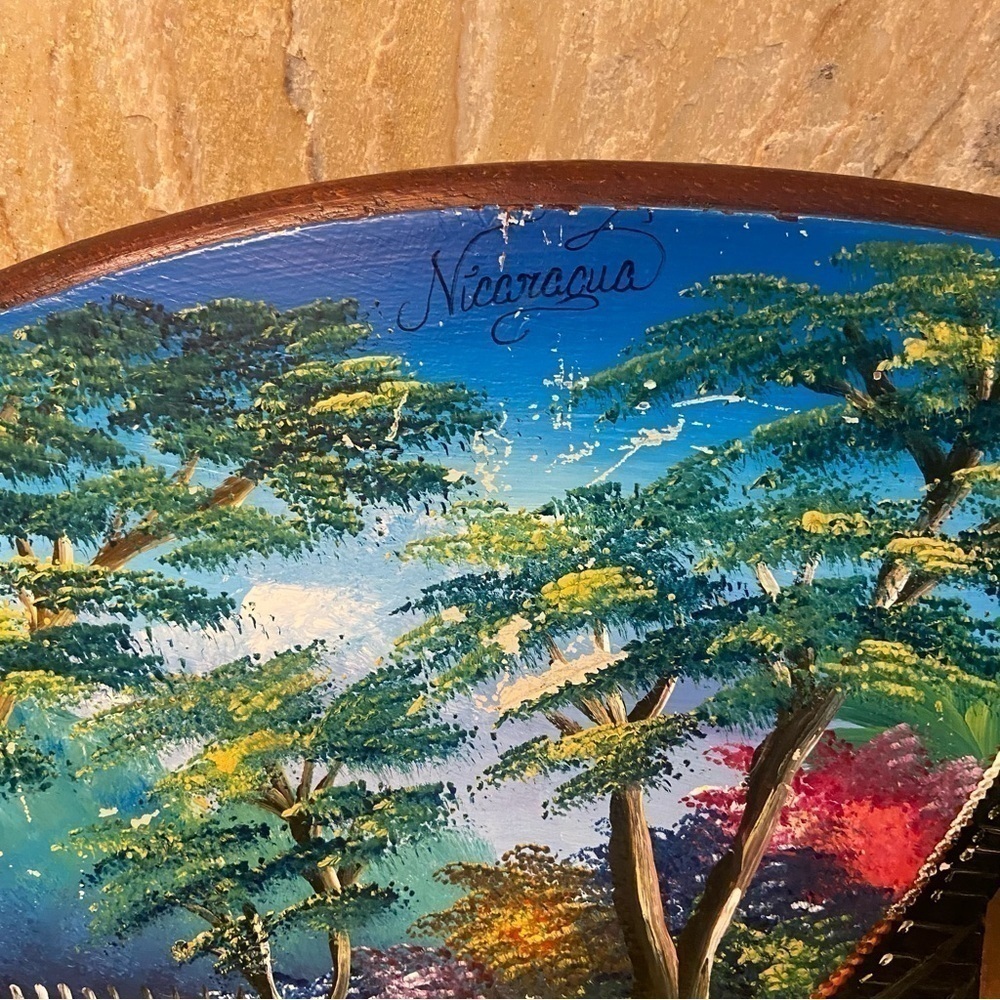 Vintage painting of a sunset near the water in Nicaragua signed by artist - Picture 4 of 11